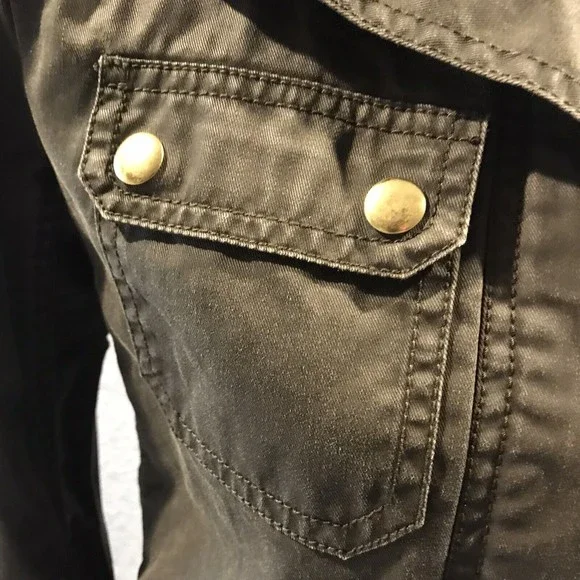 J Crew The Downtown Field Jacket Waxed Cotton Green Womens Size XXXS - Picture 4 of 12